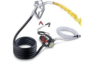 Reywoo Diesel Transfer Pump Kit, 12V DC Electric Oil Transfer Pump with Nozzle Hoses, 11.9 GPM Fuel Transfer Pump for Transferring Diesel, Kerosene, Machine, Transformer Oil