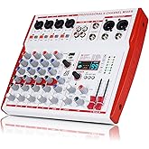 Yamnweo MW-6 White 6 Channel Professional DJ Audio Mixer, Portable Controller Mixer with DSP 99 Preset Effects for Live Streaming, Podcasting, Family Party, Music Recording
