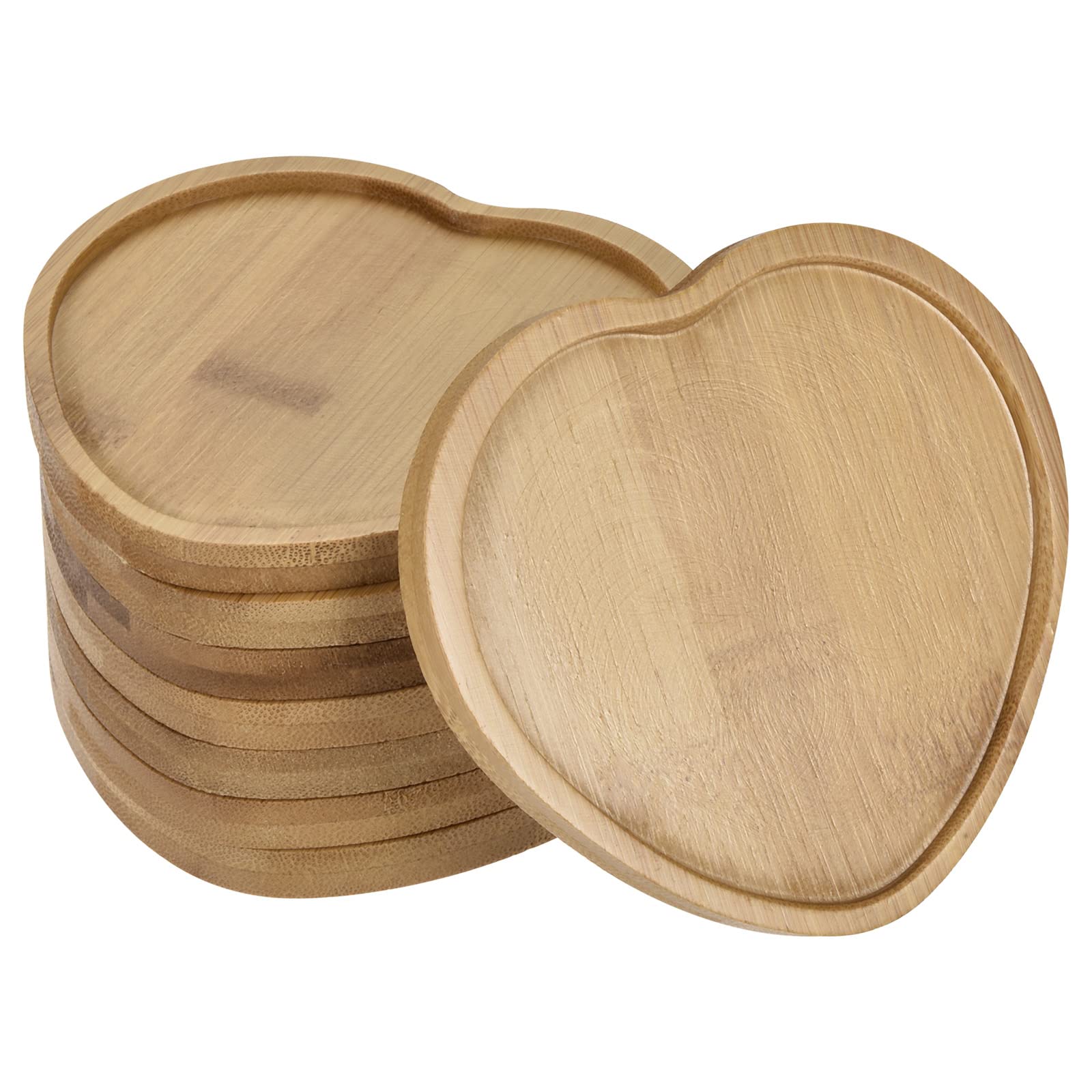 PATIKIL Plant Pot Saucer, 8 Pack Bamboo Heart-Shaped Flower Drip Tray for Indoors