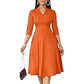 Nmoder Casual Dresses for Women Semi Formal Fit and Flare 3/4 Sleeve A-line Church Work Dress with Pockets