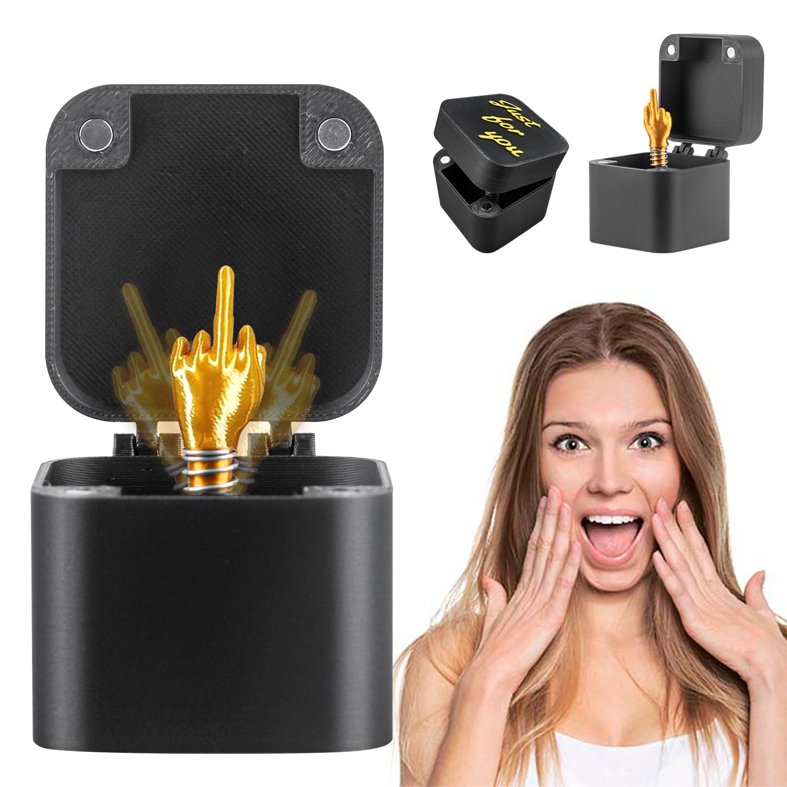 Middle Finger in a Box,Middle Finger Surprise Gift Surprise Prank Pop up Annoying Gifts for Women Men with Box Adults Christmas Novelty Fun Prank Gift for Halloween Office Desk Decor