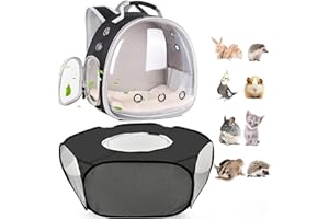 LAIRIES 2-Pack Guinea Pig Carrier Backpack and Playpen with Lid, Breathable Pet Playpen Pop Open Exercise Fence, Portable Small Animal Cage for Rabbits, Chinchillas, Squirrel, Lizard, Sugar Glider