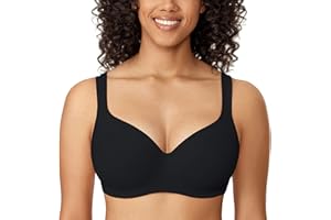 DELIMIRA Women's Balconette Bra Plus Size Full Coverage Tshirt Seamless Underwire Bras Back Smoothing