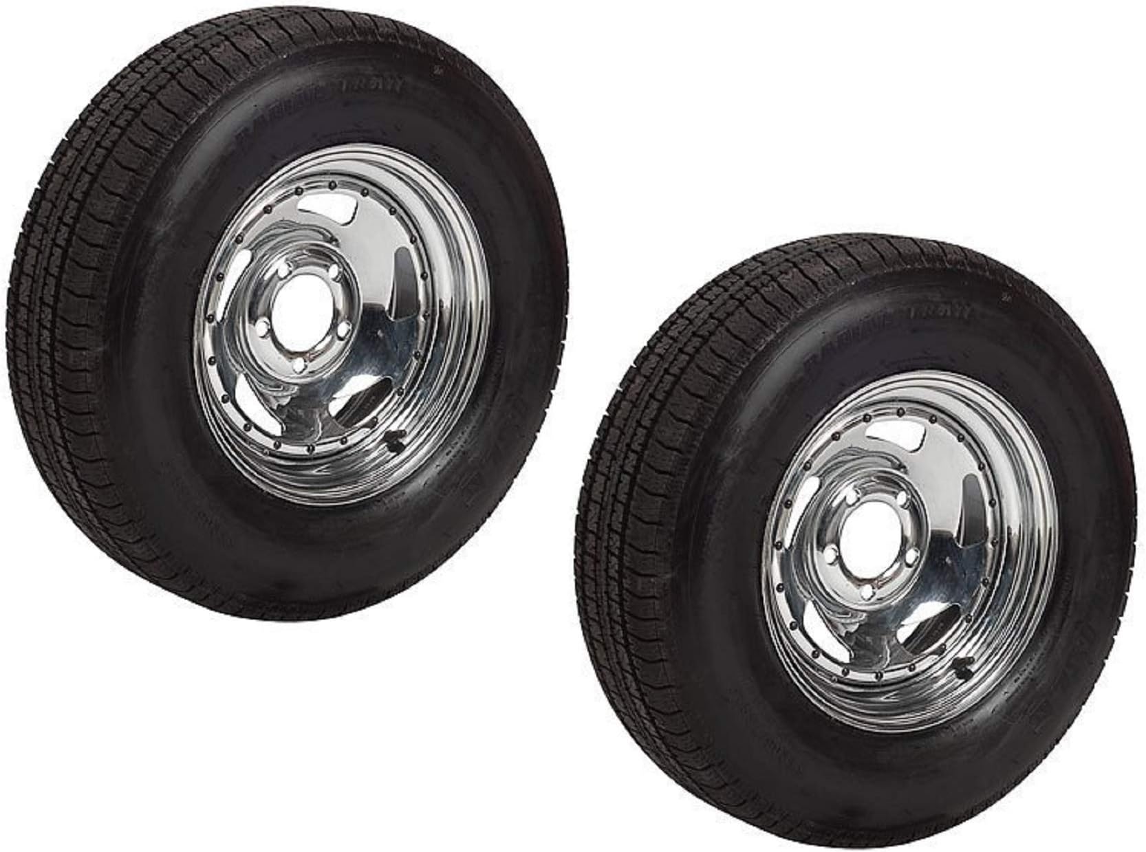 2-Pack Radial Trailer Tire On Rim ST205/75R15 Load D (5 on 4.5) Direct Chrome