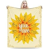 Sunflower Christian Gifts for Women, Inspirational Faith Blanket, Religious Spiritual Throw Blanket, Birthday Gifts for Mom, Sister, Friend, Daughter, Soft Throw Blanket for Adults (Yellow, 60*50inch)