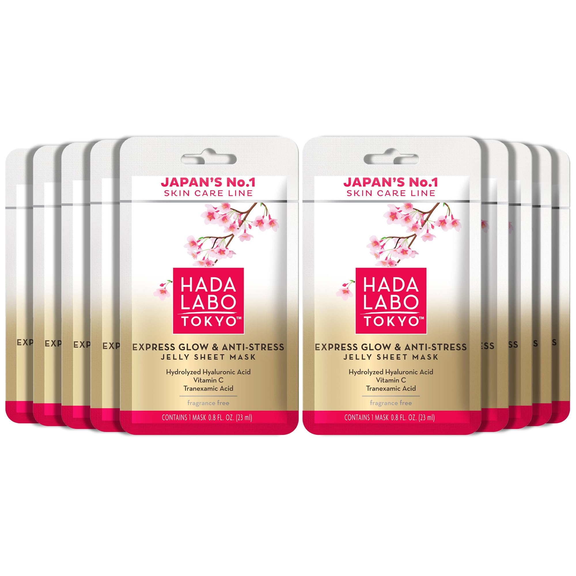 Hada Labo Tokyo - Premium Facial Sheet Masks with Super Hyaluronic Acid, For All Skin Types, (Pack of 10)