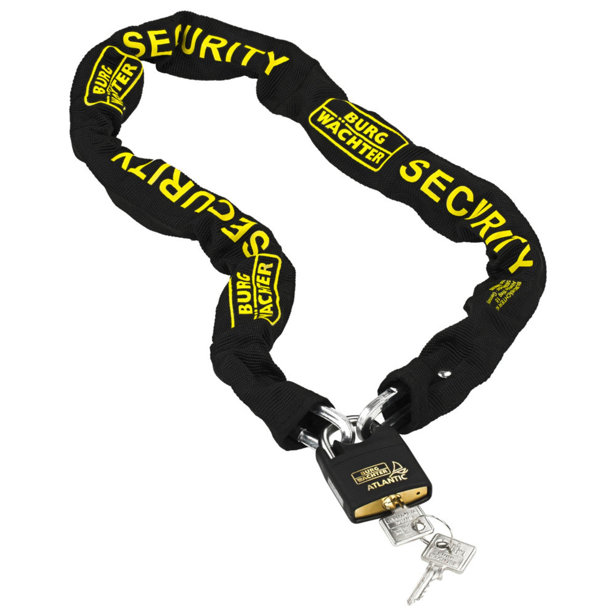 BURG-WÄCHTER, Chain Combination, Hardened Square Chain and Padlock, Chain Length: 90 cm, Thickness: 6 mm, SKM 6/90/Ni40 , Black