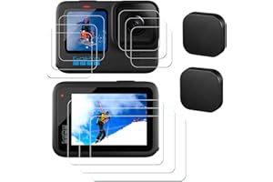 ZLMC [11PCS] Screen protector for GoPro Hero 12 11 10 9 black, 9PCS Tempered Glass Screen Len Display protector, 2PCS rubber lens cover caps accessory kit