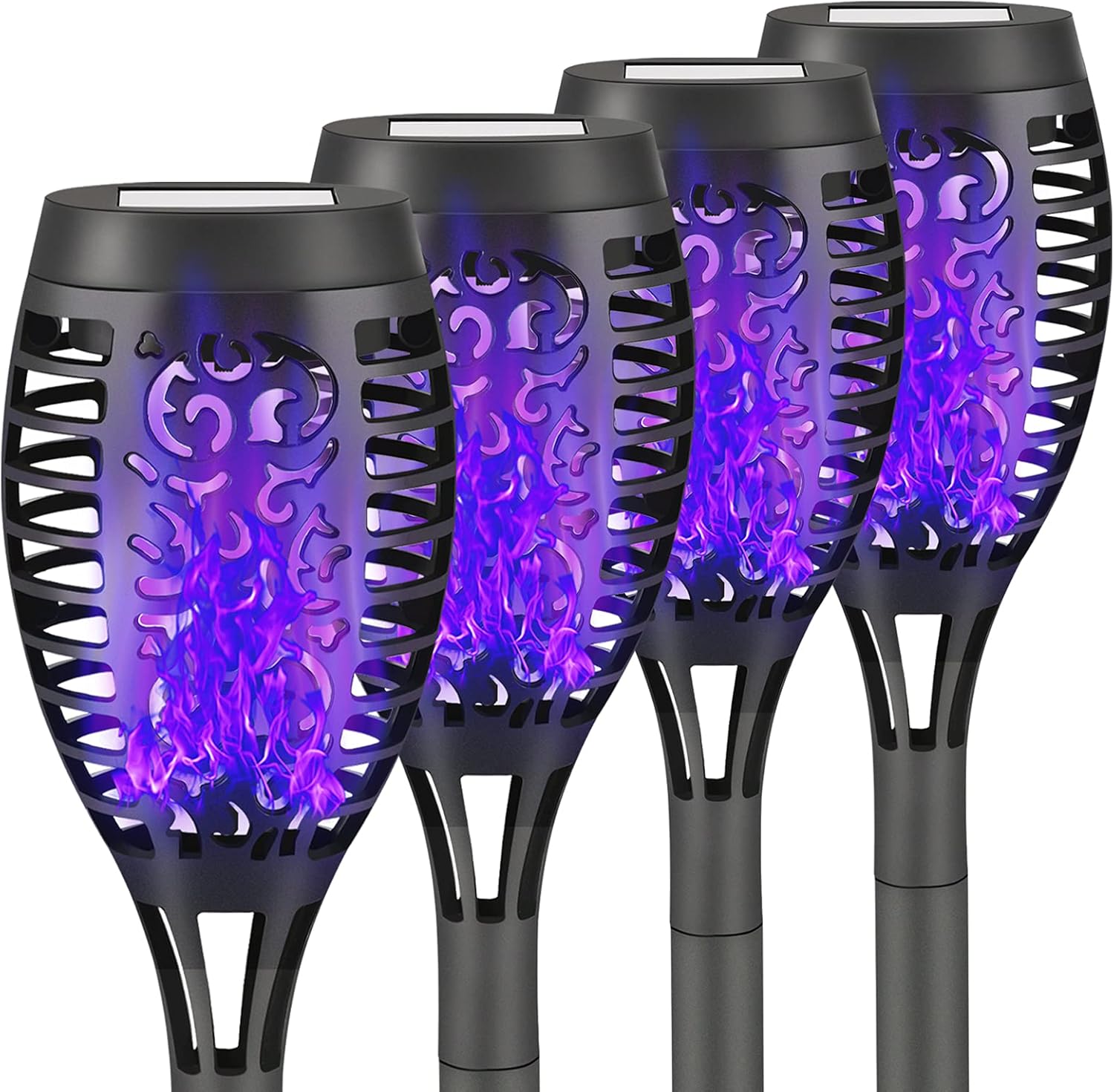Lighting - Liveasily 4 Pack Solar Torch Light with Flickering Flame, Outdoor Waterproof Solar Halloween Lights Decorations, Solar Torches Landscape Path Lights for Halloween Decor (Purple)