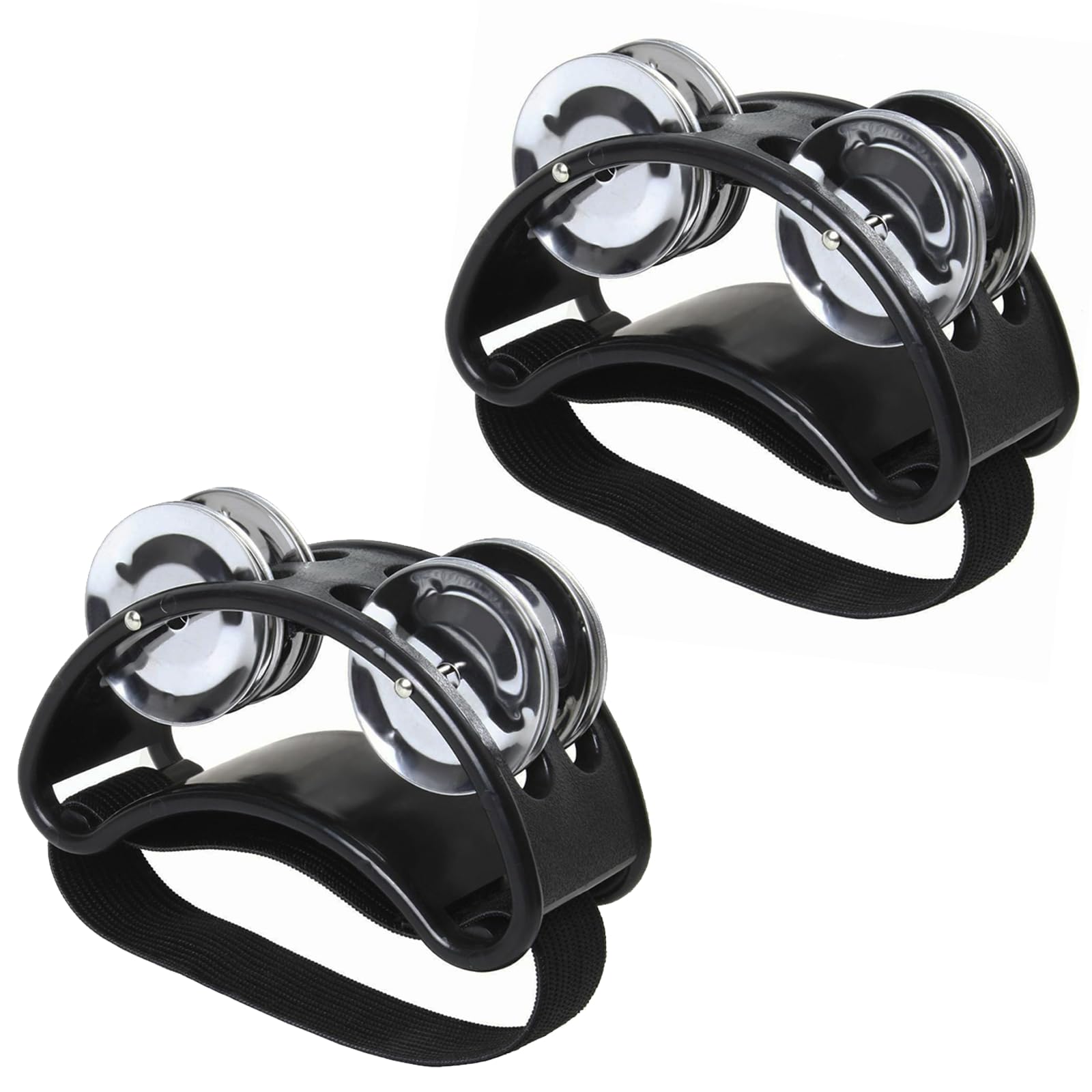 2Pcs Bright Foot Tambourine Percussion Lightweight Half Moon Musical Instrument 2‑Row Foot Tambourine for Party Shoes Gift Singer
