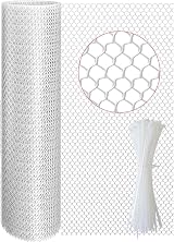 TOYPOPOR 16in x 15ft Plastic Chicken Wire Mesh with 20 Zip Ties