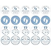 Baby Shower Favor Stickers 240PCS for Boy, 2 Inch Blue Feet Theme, Footprint, Thank You for Celebrating with Us, Great for Candy, Chocolate, Snack, Party Decorations Labels
