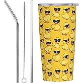 Yamegoun Duck Tumbler with Lid and Straw 20oz Vacuum Travel Coffee Mug Stainless Steel Double Wall Insulated Cup for Hot and Cold Drinks Gifts for Women and Men