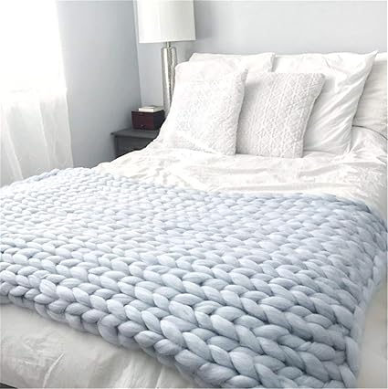 Kqpoinw Gestrickte Decke, Grobe Strickdecke Merino Wolle Garn Arm stricken werfen Super große klobige stricken Decke Haustier