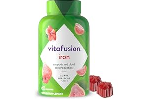 Vitafusion Iron Gummy Vitamin Supplement, Supports Red Blood Cell Production*, Guava Hibiscus Flavor, 30 Servings, 60 Count