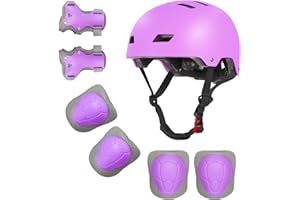 LANOVAGEAR Kids Bike Helmet Adjustable Toddler Helmet with Knee Elbow Wrist Pads for Kids Ages 2-5-8-14 Boys Girls, Multi-Sport Skating Balance Bike Skateboard Scooter Rollerblading Helmet Set