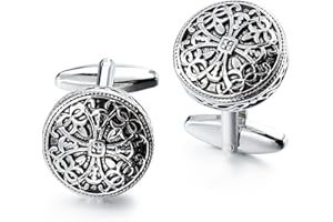 HAWSON Cufflinks and Studs for Men-Fashion Men Vintage Enamel Carbon Fiber Tuxedo Shirt Cufflinks and Studs Set for Regular Wedding Business Accessories