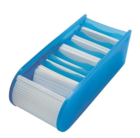 Wedo 2508003 Lernkartei Karteibox (A8 gefüllt, Rolloverschluss) blau