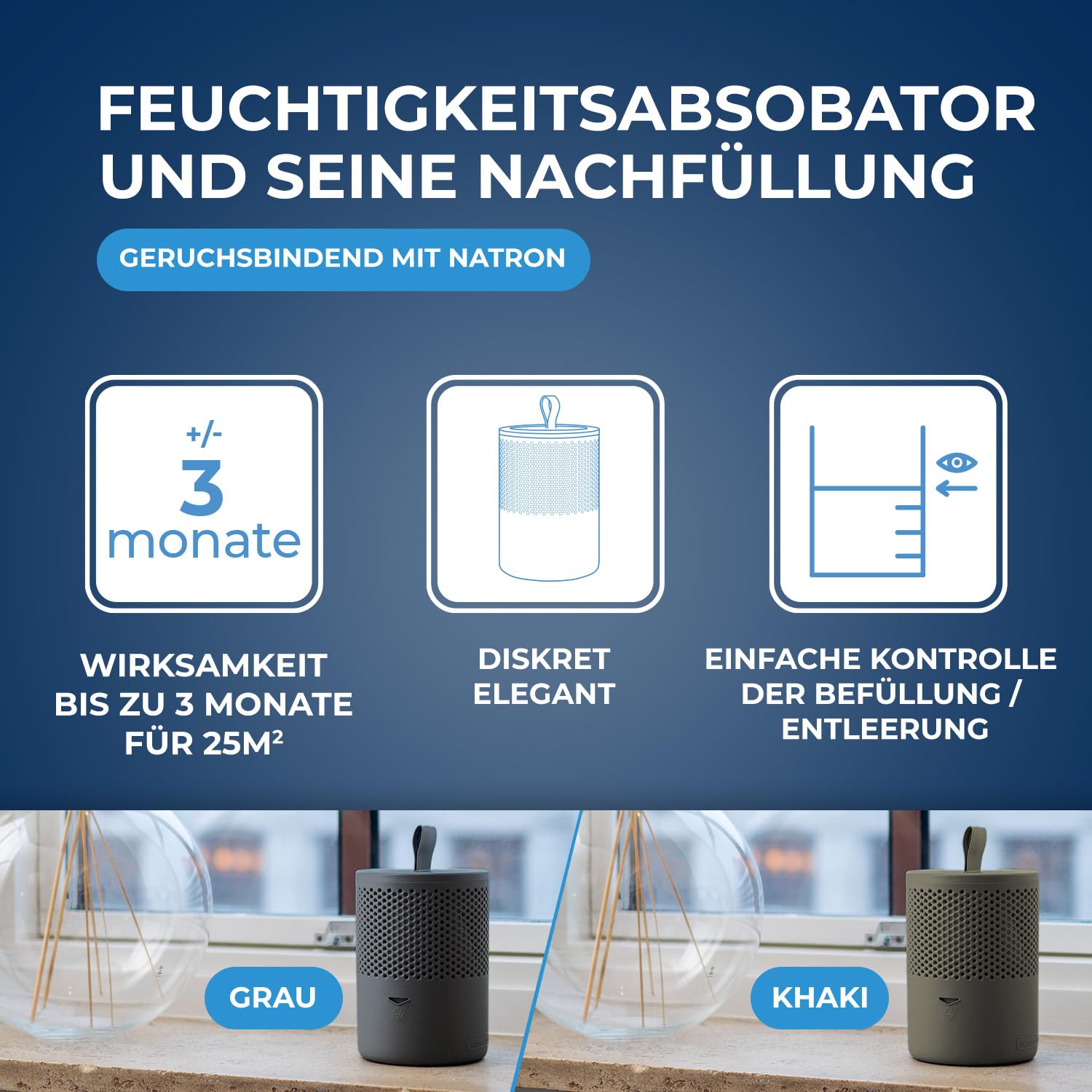 STARWAX - Luftentfeuchter und Entfeuchter-Tab 500 g - Absorbiert Feuchtigkeit und vermeidet Schimmel - Anti-Geruch - Füllstandsanzeige - Geräuschlos - 1 Tab behandelt 25 m² für ca. 3 Monate. 3