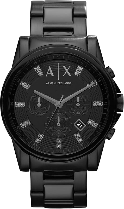 Reloj para hombre, movimiento cronógrafo de cuarzo y caja de 45 mm con correa de acero inoxidable, Grafito y negro