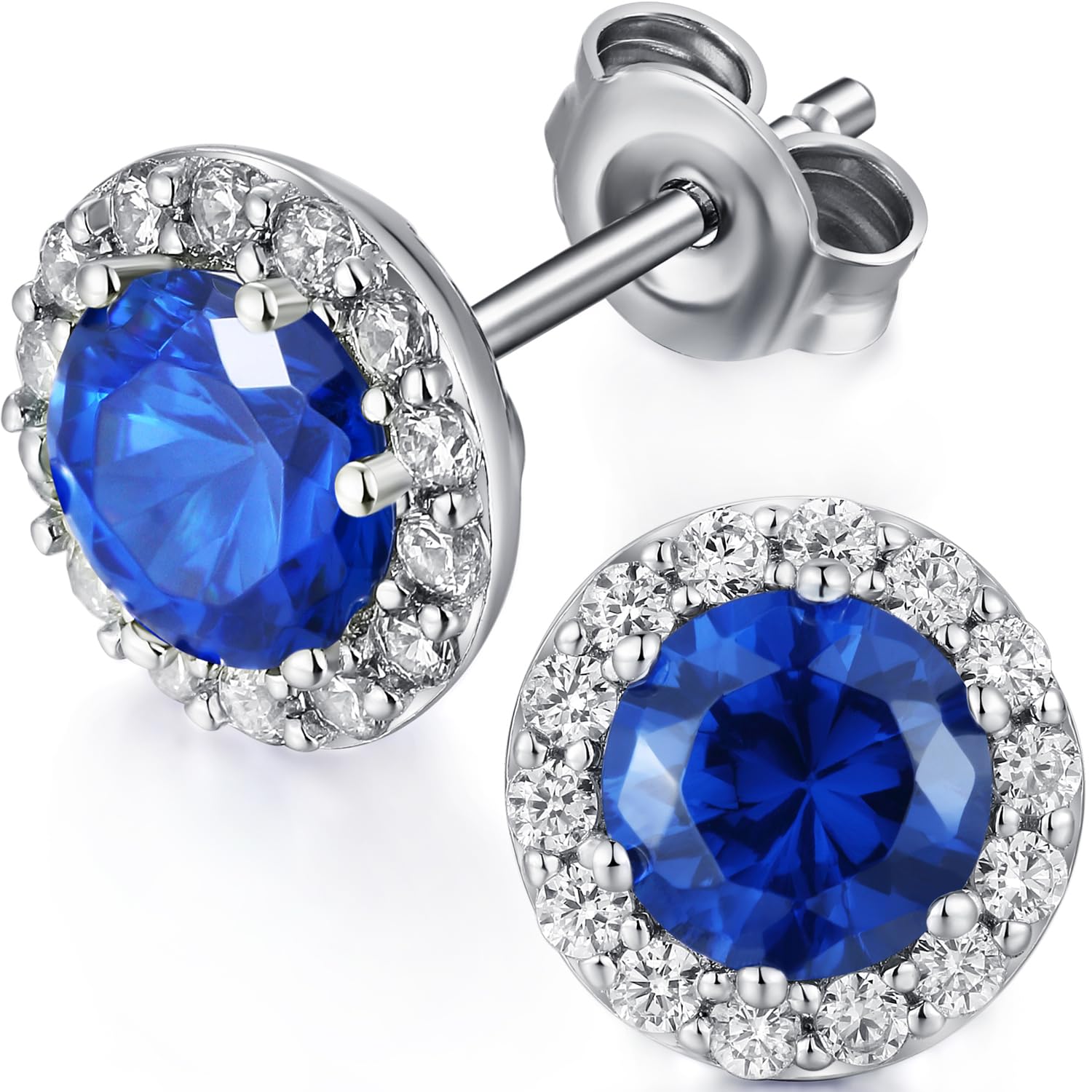 Diamond Earrings for Women Men Diamond Studs Halo Earrings 925 Sterling Silver Cubic Zirconia Cz Earring Studs — image 1