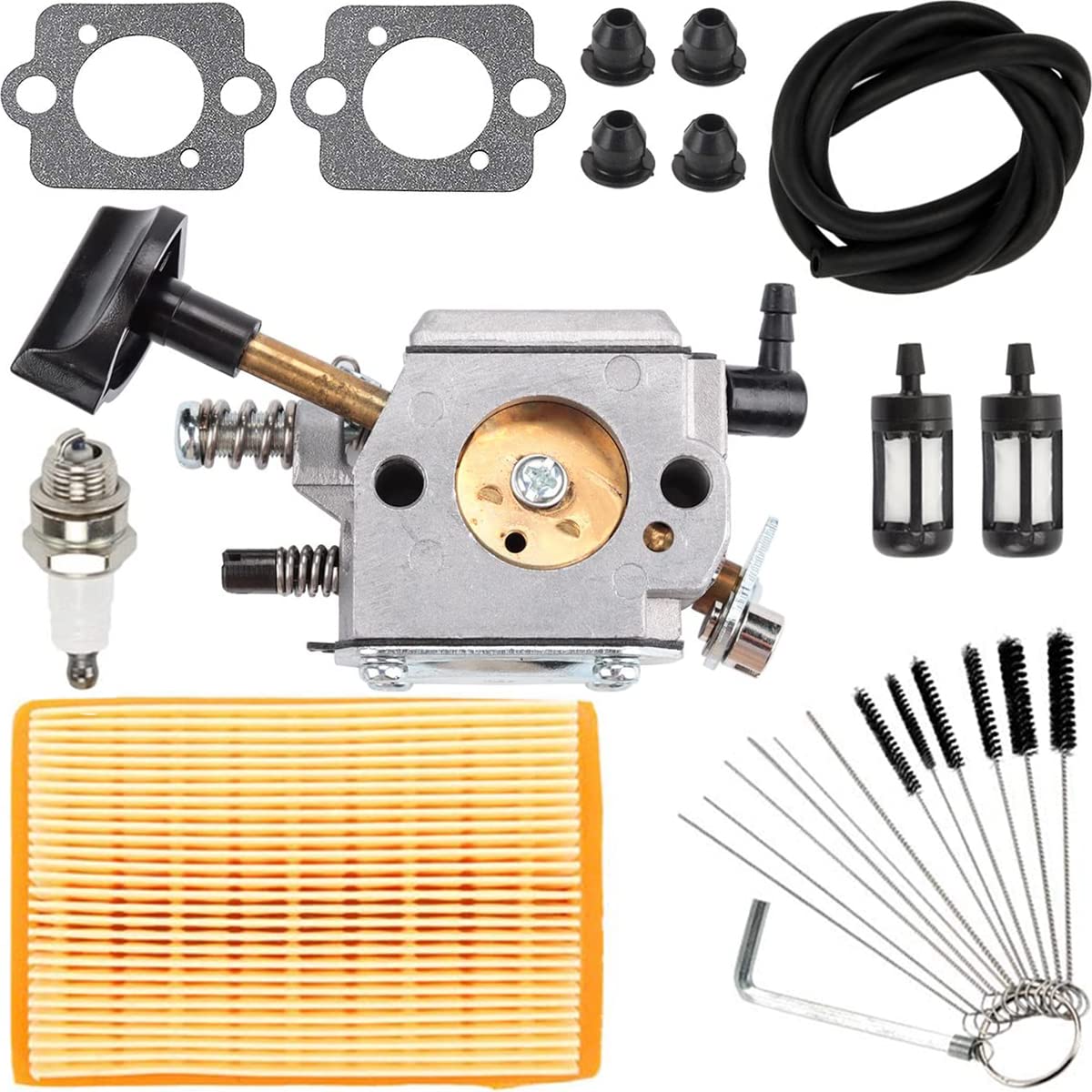 ZAMDOE BR420 BR400 Carburetor Kit for Stihl SR320 SR340 SR380 SR400 SR420 BR320 BR340 BR380 BR400 BR420 Backpack Blower, with Air Filter Fuel Line Filter Spark Plg