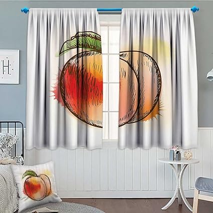 Amazon Com Septsonne Home Peach Window Curtain Fabric Fresh Fruit