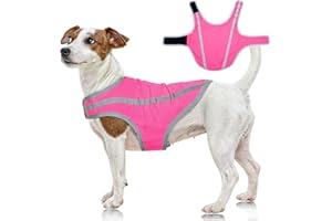 FUAMEY Dog Reflective Vest for Small Dogs,Dog Hunting Vest High-Visibility Dogs Safety Vest for Night Walking Water-Resistant Service Pet Gear Adjustable Outdoor Activities Pink S
