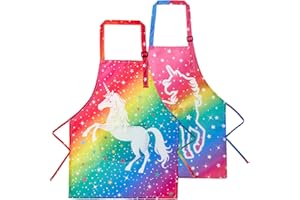 Lictin 2 Pack Kids Apron Girls Boys for Cooking, Waterproof Art Apron with Pockets for Kids Painting Cooking Baking