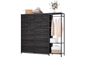 16-Drawer & 2-Tier Freestanding Clothes Storage Rack No Assembly Required Space-Saving Wardrobe for Small Bedroom/Apartment (