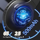 KVIDIO Bluetooth Headphones Over Ear 65H Playtime Mic Foldable Deep Bass HiFi view 2