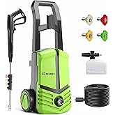 GREENER Electric Pressure Washer, 2500PSI, 4 Quick Nozzles, 2.4GPM, 23FT Outlet Hose, 9FT Power Cord, Power Washer Electric P