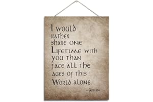BQL Inspirational Wall Decor, Decorative Hanging Wood Signs, Hanging Wood Decor, Home Office Wall Decor, Comfort Gift, I Would Rather Share One Lifetime with You Than Face the World Alone