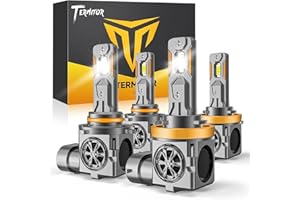Termitor H11/H8/H9 & 9005/HB3 Light Bulbs Combo, 120,000LM 12X Ultra Brightness, Real 1:1 Mini Size, 6500K White 85000Hrs Lon