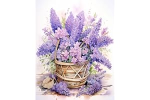 EIBEILI Diamond Painting Kits for Adults, Purple Flowers Lavender Diamond Art for Beginner DIY Round 5D Paint by Diamonds Pictures Gem Full Drill Diamond Dots for Home Wall Decor Gifts 12x16inch