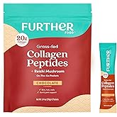 Further Food Chocolate Collagen Peptides Powder Stick Packs, Grass-Fed Pasture-Raised Hydrolyzed Type 1 & 3 Protein, Gut Heal