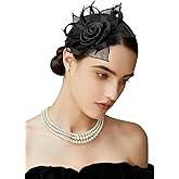 BABEYOND Fascinators Hats for Women - Tea Party Kentucky Fascinator Flower Derby Hat Linen Feathers Headband with Hair Clip