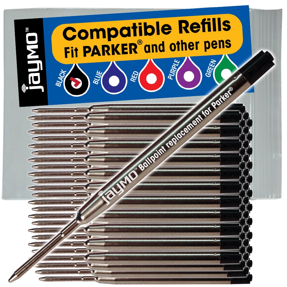 Jaymo Replacement for Parker 1950369 - Measures 3.875 in / 98 mm Long - G2 Ballpoint Pen Refill - 48 Black — image 1
