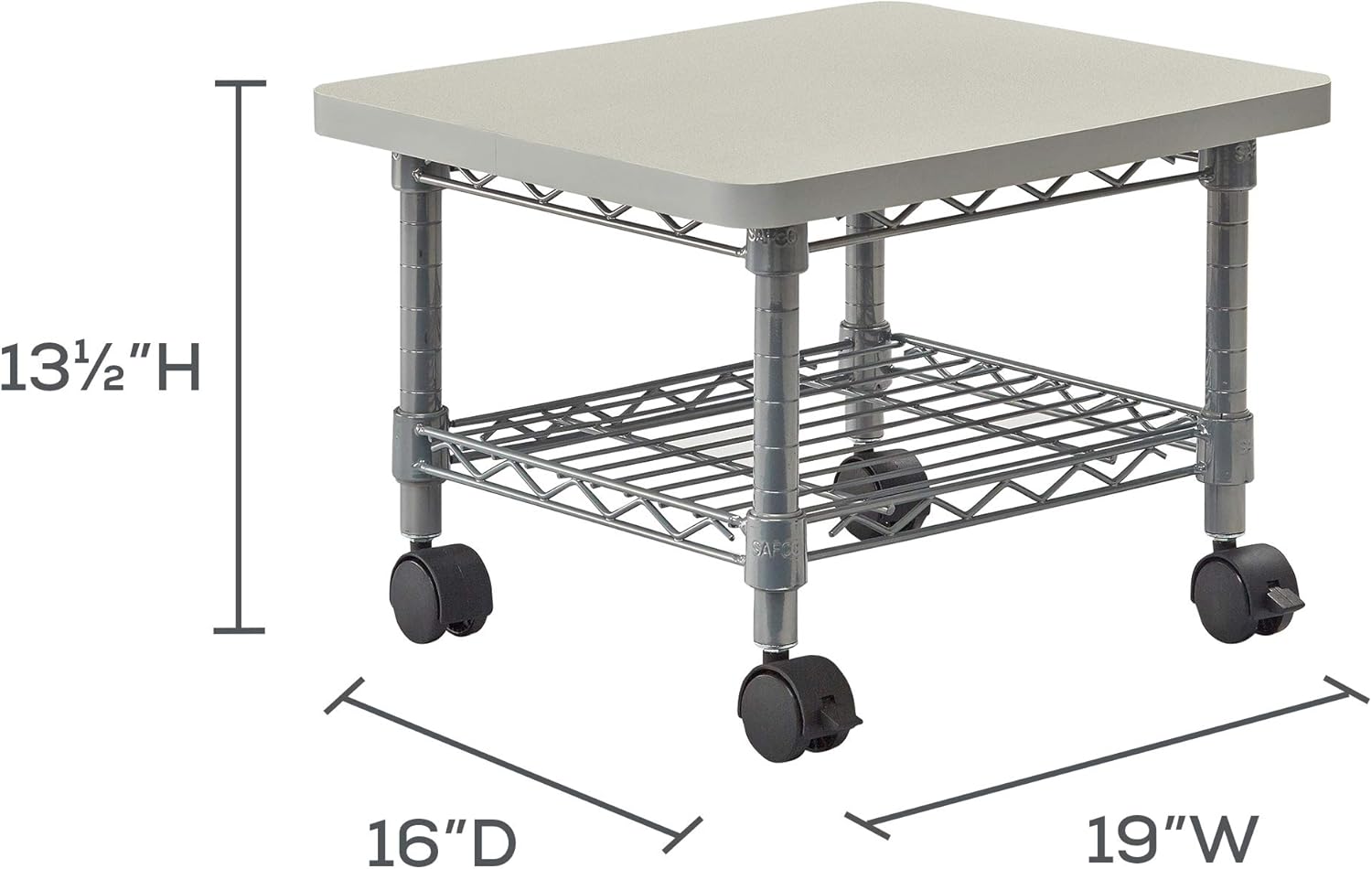 Safco Products Under Desk Printer/Fax Stand , Gray Powder Coat Finish, Swivel Wheels for Mobility: Furniture & Decor