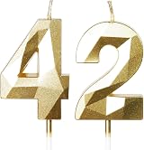 Yiran Gold 42nd Birthday Candles 2-Piece Numeric 4 & 2 Cake Topper Gold view 1