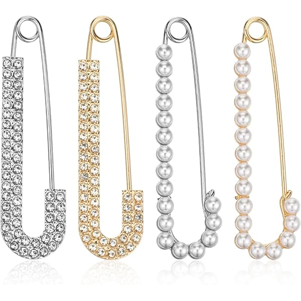 Chain Collar Pins & Sweater Guards - Pearl Brooch Clips For Shawls, Cardigans, Dresses