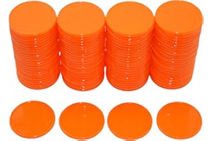SmartDealsPro 1 inch/25mm Opaque Plastic Learning Counters Mini Poker Chips Games Tokens with Storage Box (Orange Red)