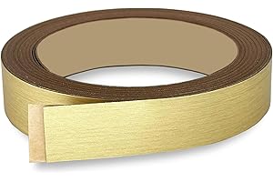 UNMAR Brushed Gold PVC 3/4 inch x 25 ft Edge Banding Peel Stick Tape Adhesive Metal Edging Veneer Aluminum Trim Flexible Strip Molding MDF Wood Cabinet Laminate Shelf Furniture Countertop Formica Plywood