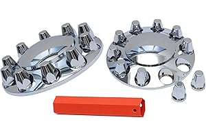 JESONN Plastic ABS Chrome Plated Front Axle Cover Kits Hub Caps for Semi Trucks with Thread-on 33mm Lug Nut Covers Removable Caps (Standard)