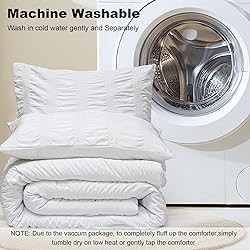 PHF Soft Seersucker Comforter Set Queen Size, 3