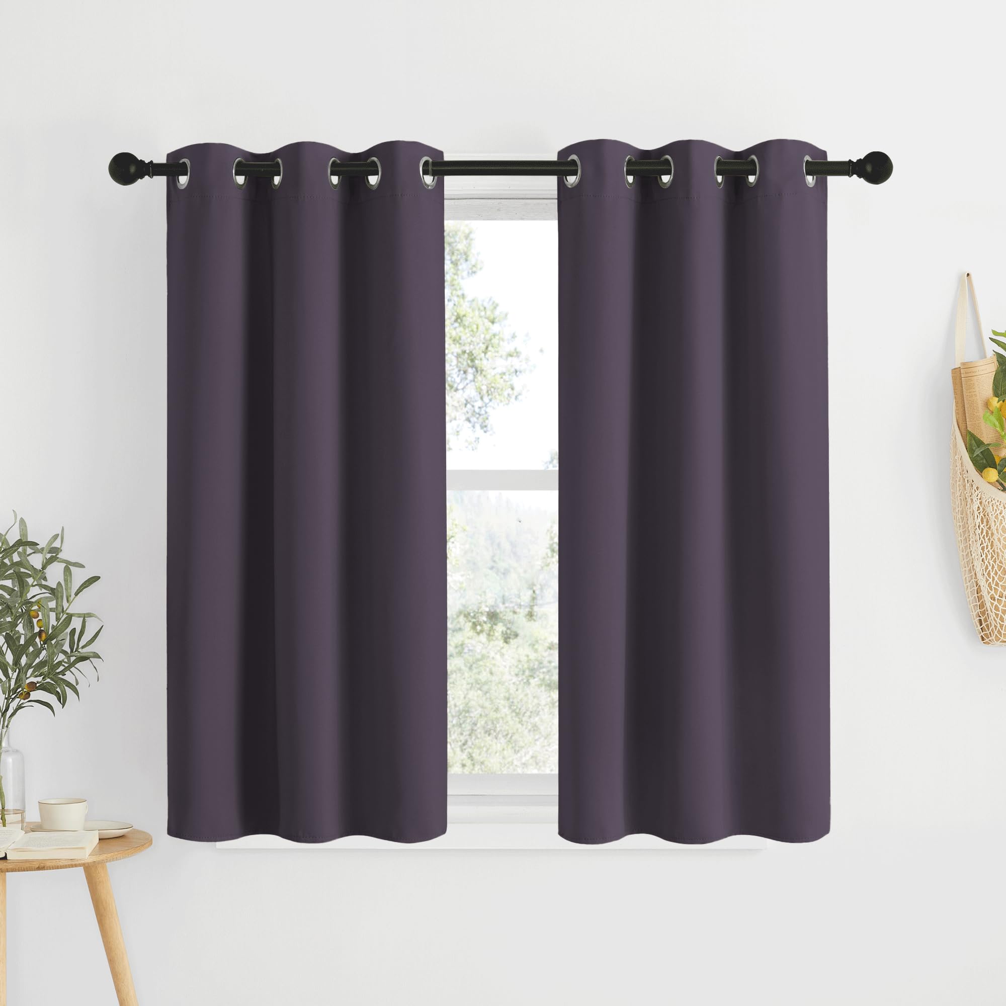 NICETOWN Greyish Purple Curtains 96 inches Long, Grommet Thermal Insulated Blackout Curtains Privacy Window Treatments for Boys Room/Living Room, W46 x L96, 2 Panels