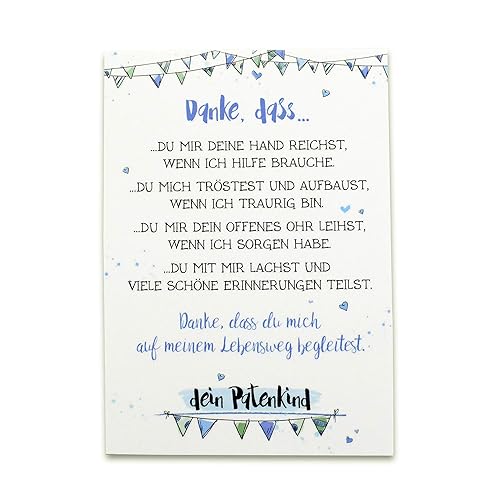 Taufpate Dankeschon Karte Als Geschenk Neutral Fur Patenonkel Dankeschon Zur Taufe Pate Sein Amazon De Handmade