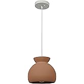Sienna - Boho Ceramic Ceiling Light with White Fabric Cord, Matte Terracotta