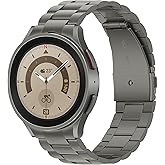 Anlinser No Gap Bands Compatible with Samsung Galaxy Watch 7/6/5/4/FE Band 44mm 40mm/Watch 6 Classic Band 47mm 43mm/Watch 5 Pro 45mm/Watch 4 Classic, 20mm Metal Strap for Women Men, Gray Titanium