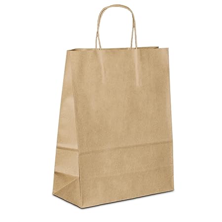 100 x Kraftpapiertüten braun 18+08x22 cm | stabile Werbetaschen | Papiertüten kaufen Kordelhenkel | Einkaufstasche klein | Be